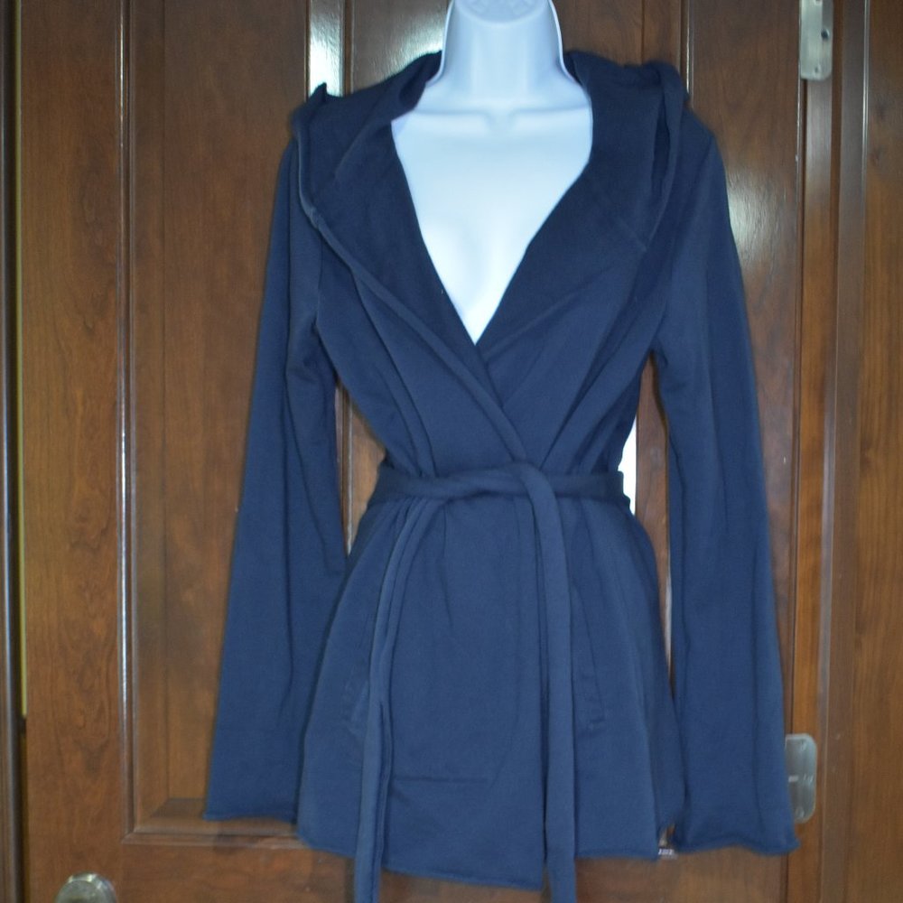 Lucky Brand Cardigan Jacket / Navy Blue/ Wrap/ Hood/  Size Medium